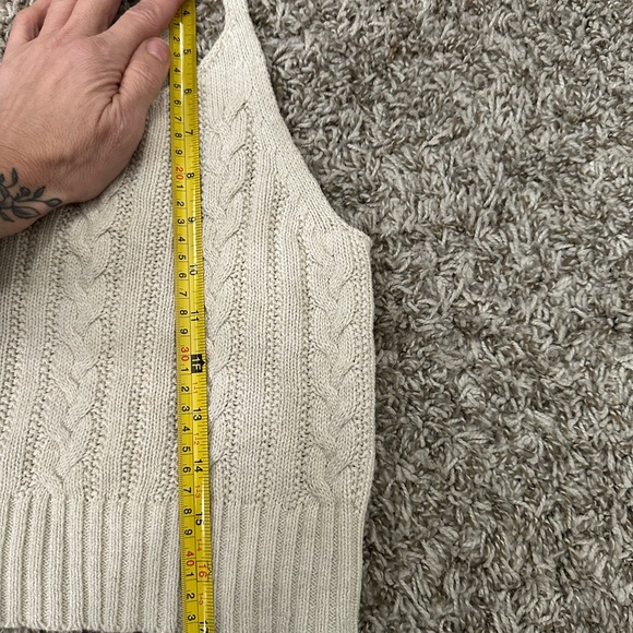 American Eagle sz S Cable Knit Cardigan Sweater Cropped Tank Top Set oatmeal - Picture 5 of 8